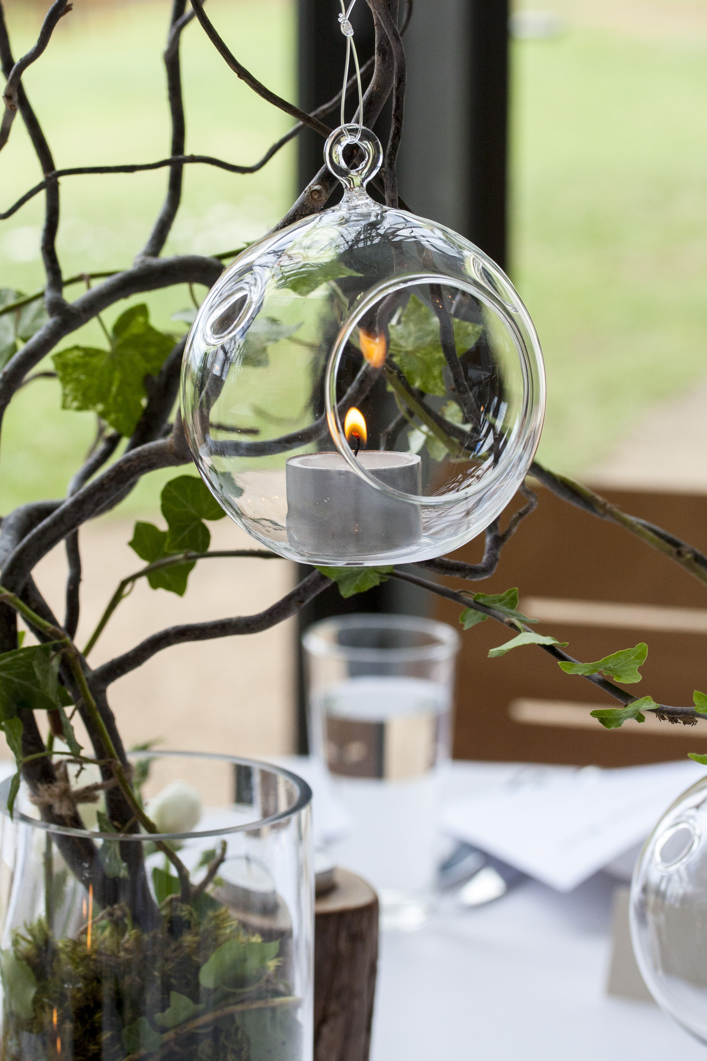 glass hanging tea light holder